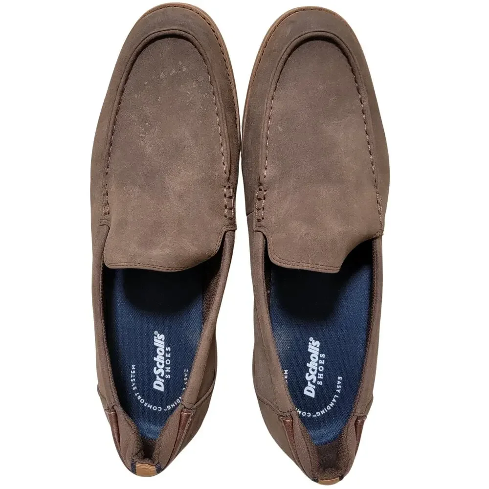 Dr Scholls Men Sync Up Moc Toe Slip On Loafers Size US 12M Brown Faux Suede